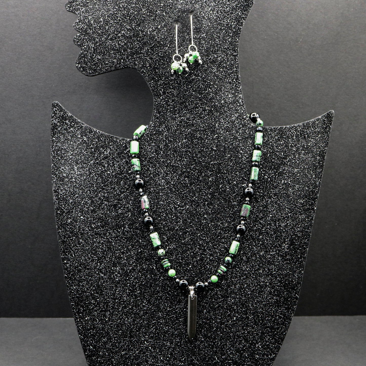 Black Onyx & Ruby in Zoisite with Dagger pendant