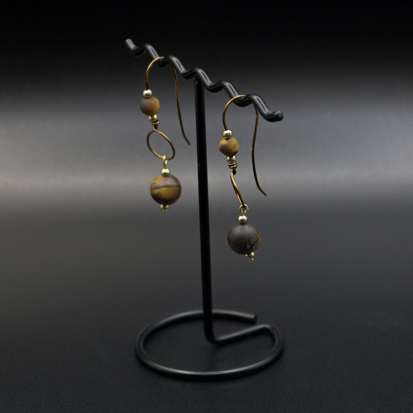 Matte Tigers Eye on Custom Ear Wire