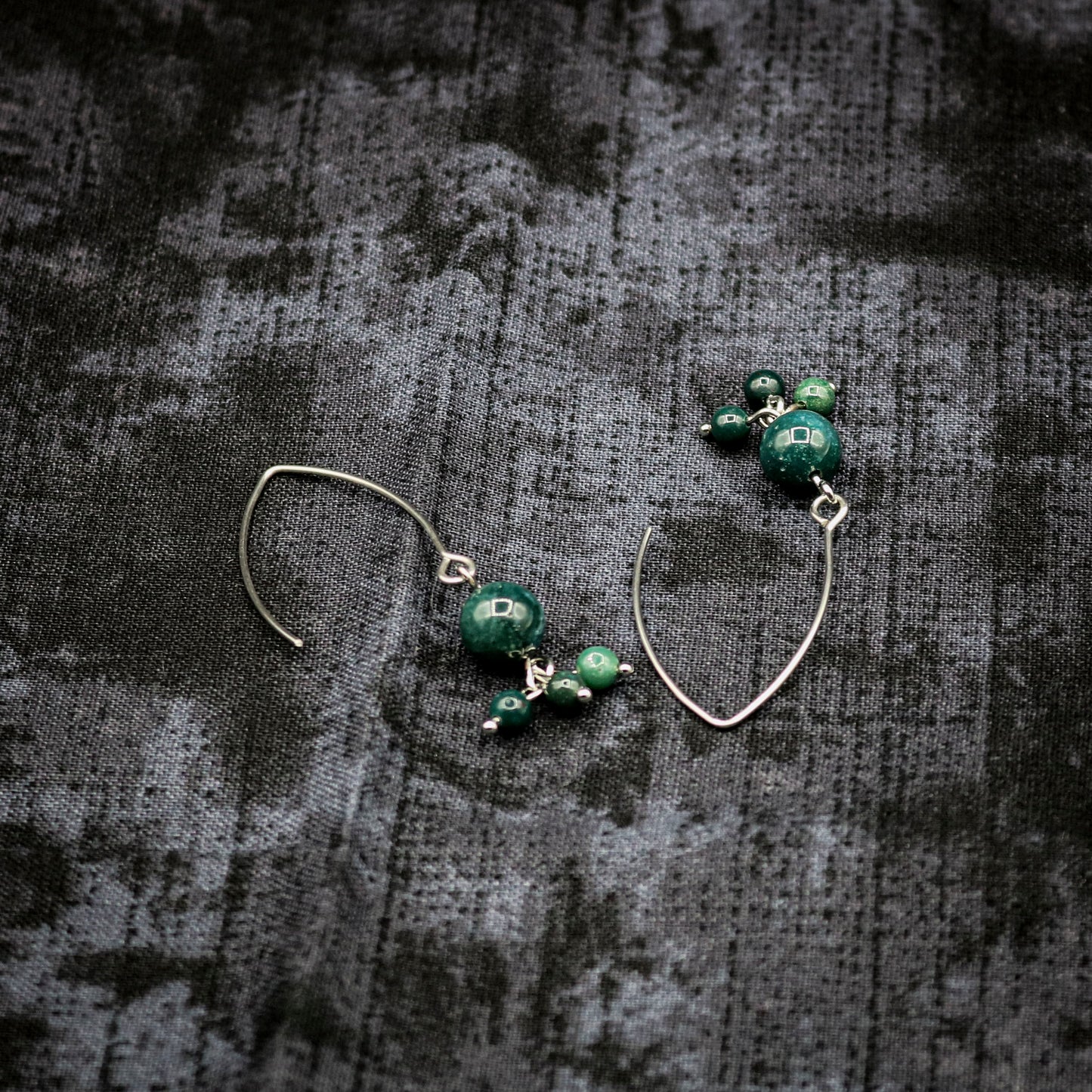 Bloodstone Dangles on Marquise Ear Wires