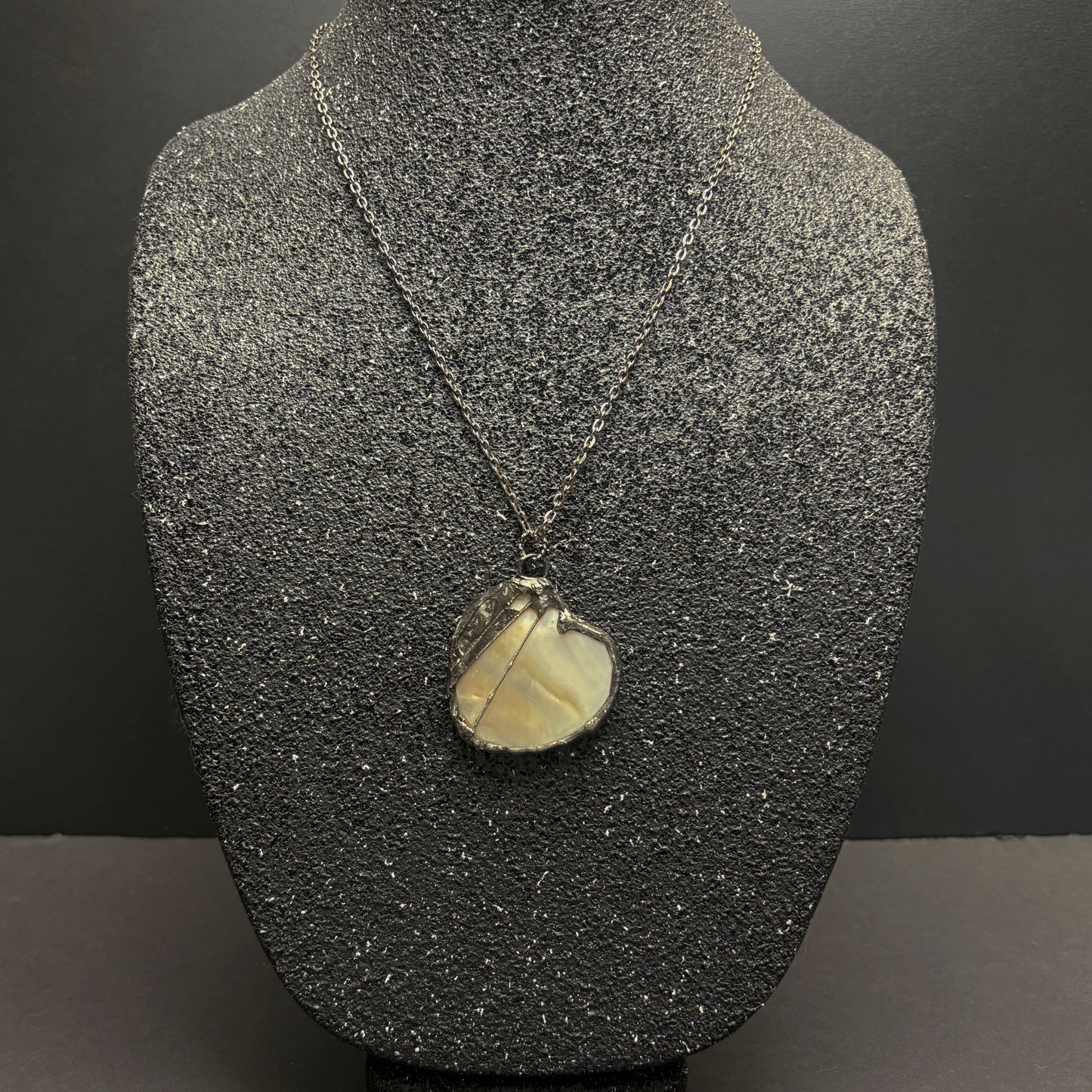 Soft Solder Mother of Pearl Shell Heart Pendant