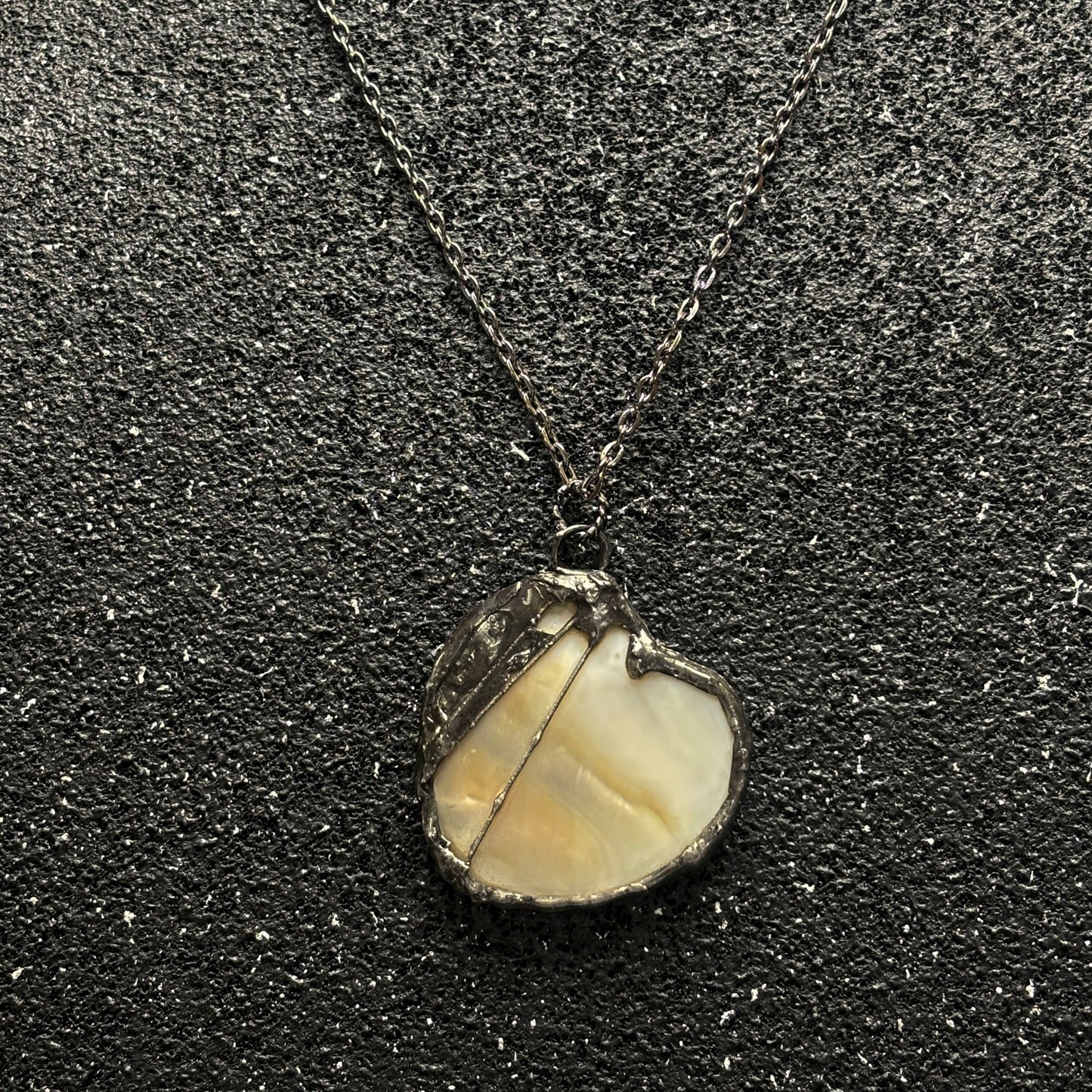Soft Solder Mother of Pearl Shell Heart Pendant