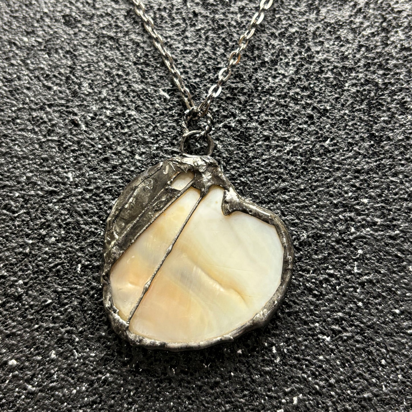 Soft Solder Mother of Pearl Shell Heart Pendant