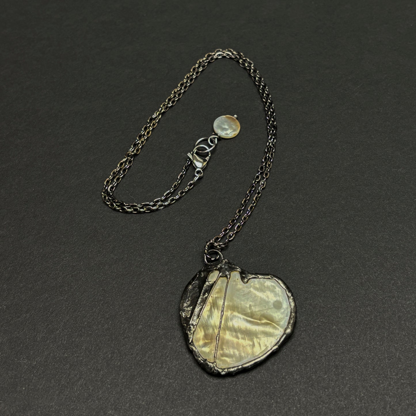 Soft Solder Mother of Pearl Shell Heart Pendant