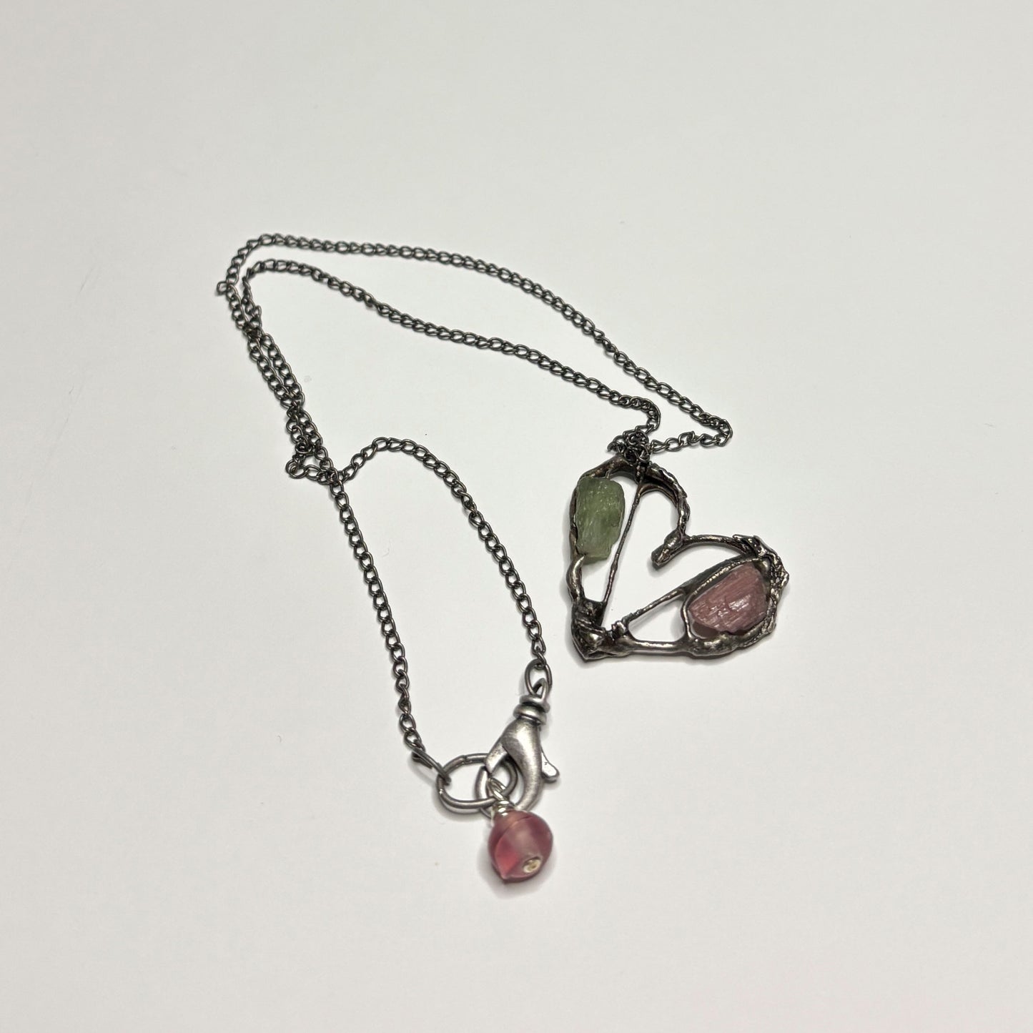 Soft Solder Heart Pendant with Tourmaline