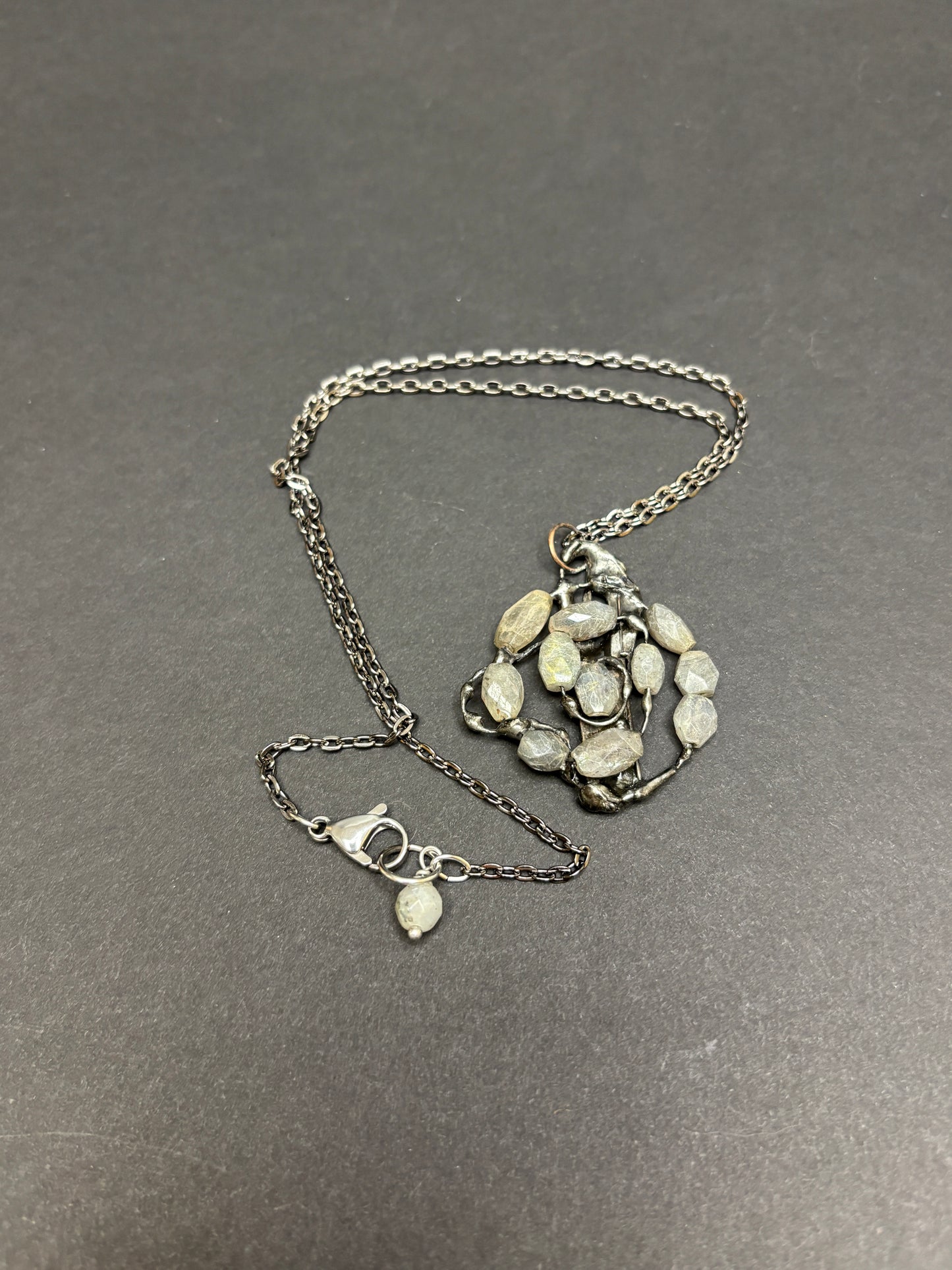 Soft Solder Labradorite Pendant on Chain