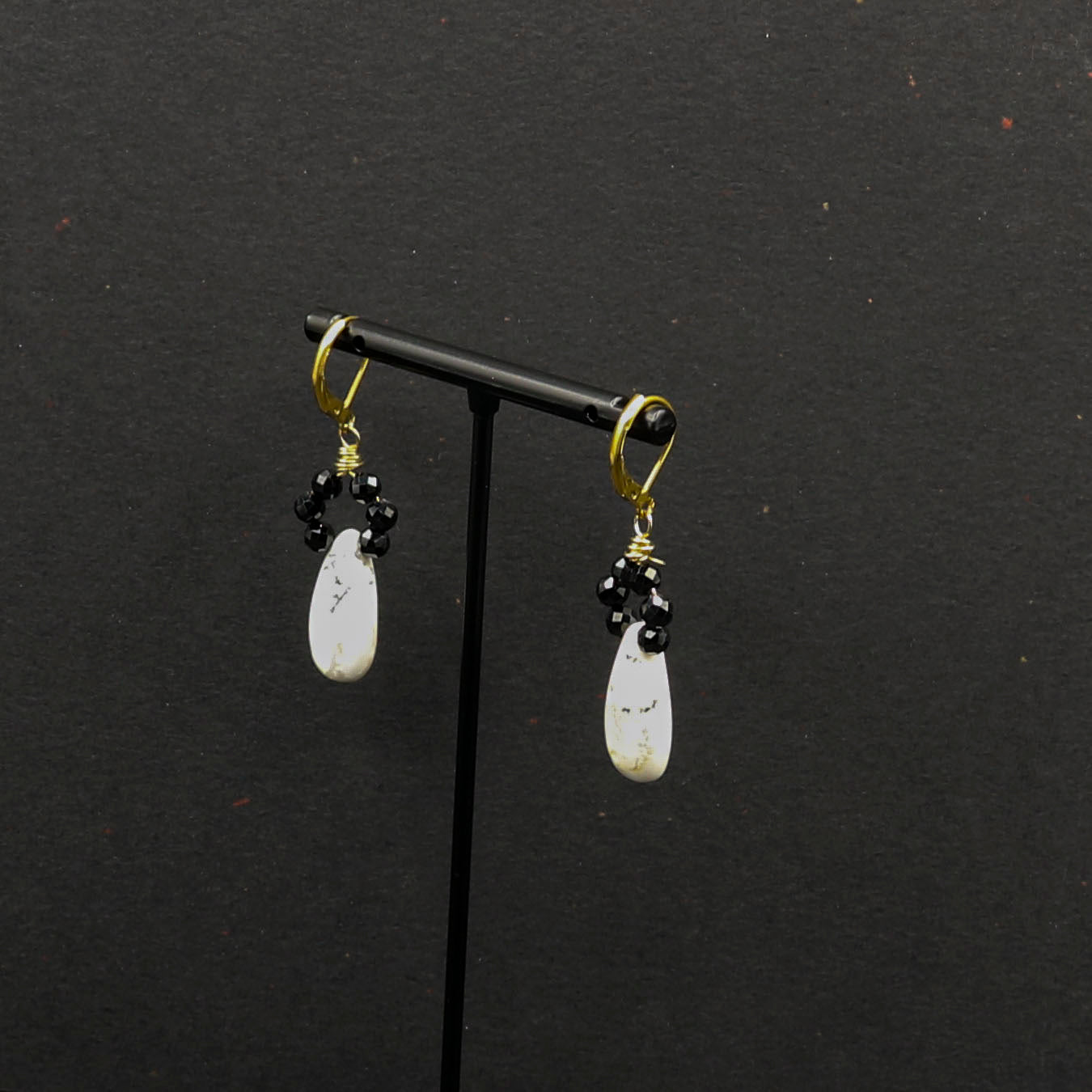 Black Spinel & Dendritic Opal Earrings