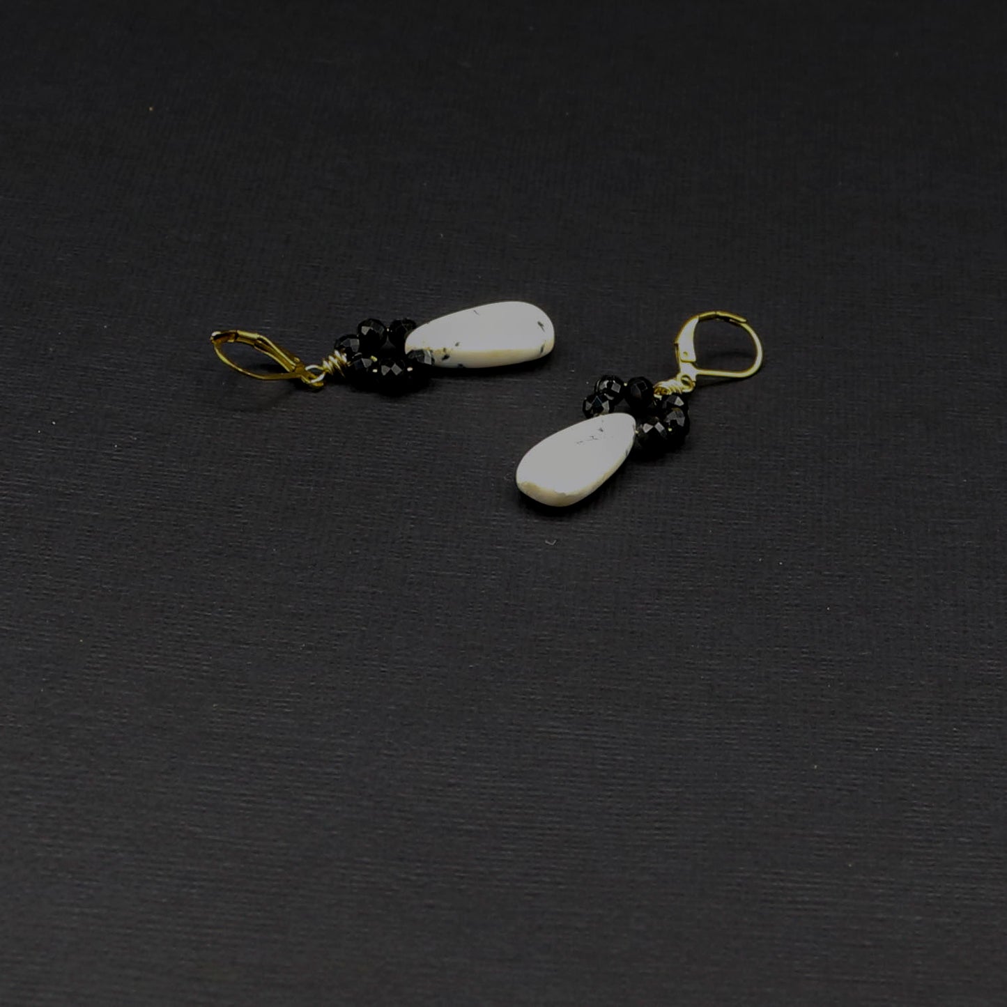 Black Spinel & Dendritic Opal Earrings