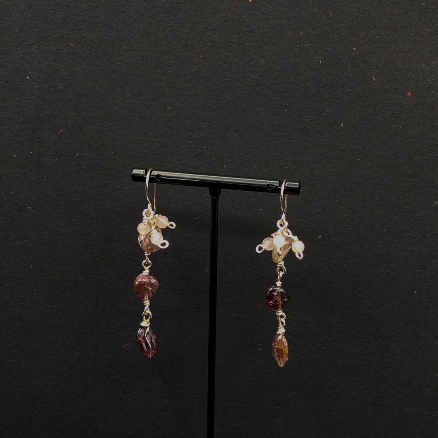 Pink Spinel & Rose Quartz Nugget Earrings