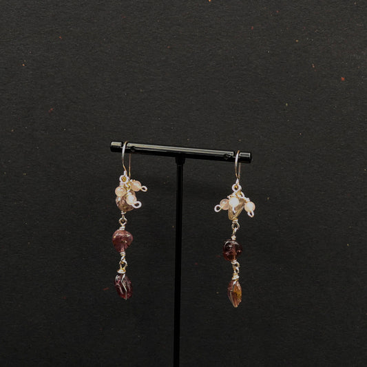 Pink Spinel & Rose Quartz Nugget Earrings