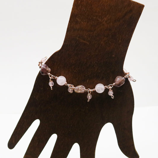 Pink Spinel & Rose Quartz Nugget Bracelet