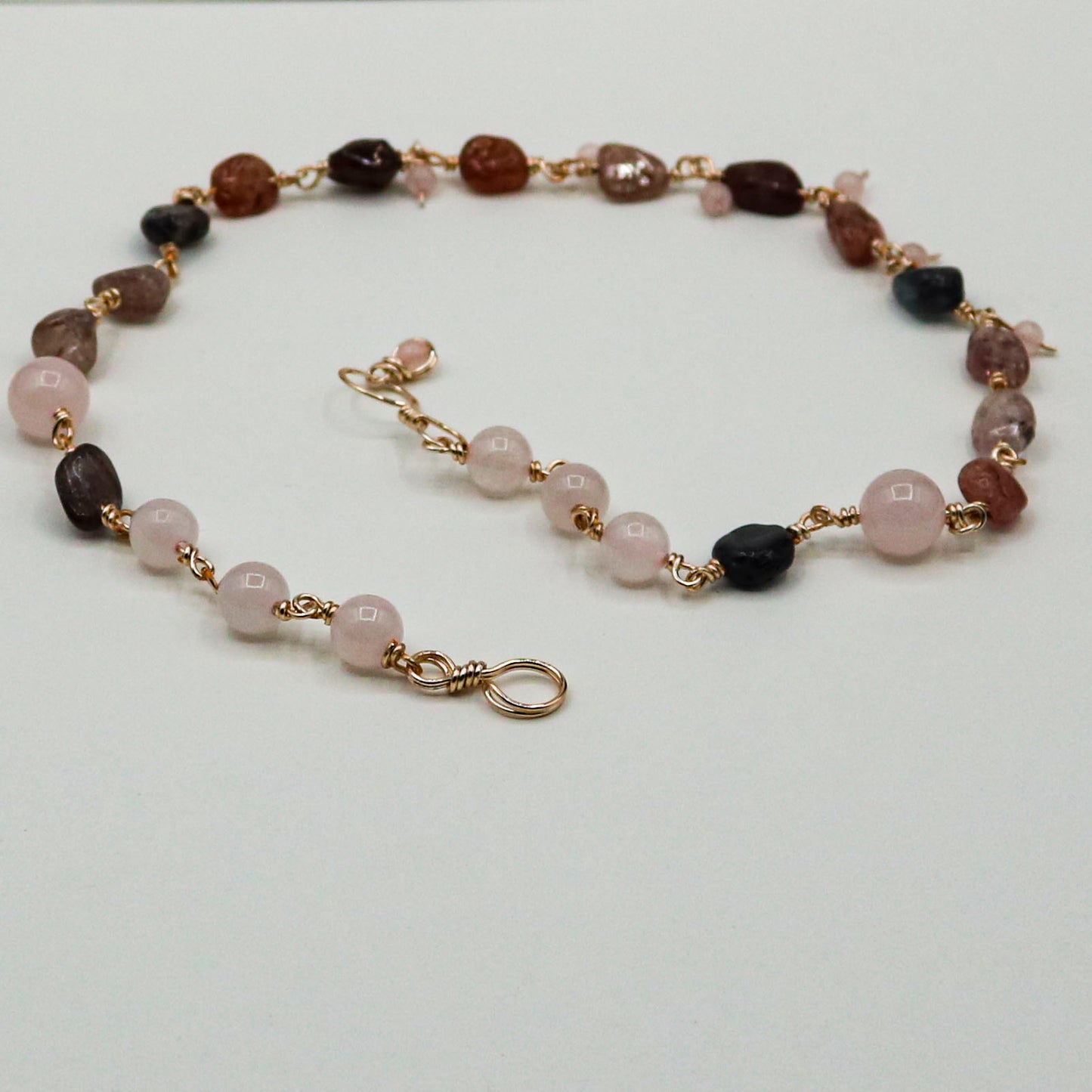 Pink Spinel & Rose Quartz Nugget Necklace