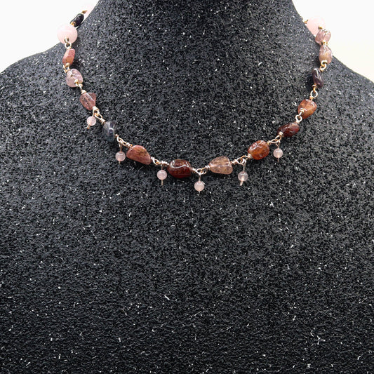 Pink Spinel & Rose Quartz Nugget Necklace