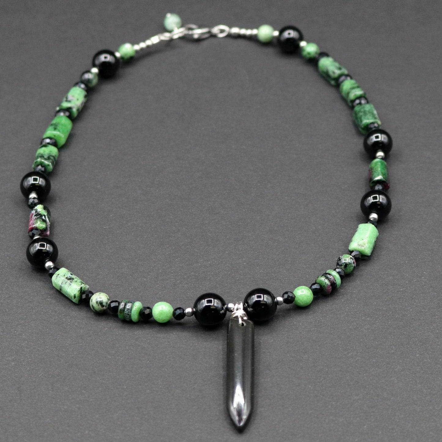 Black Onyx & Ruby in Zoisite with Dagger pendant