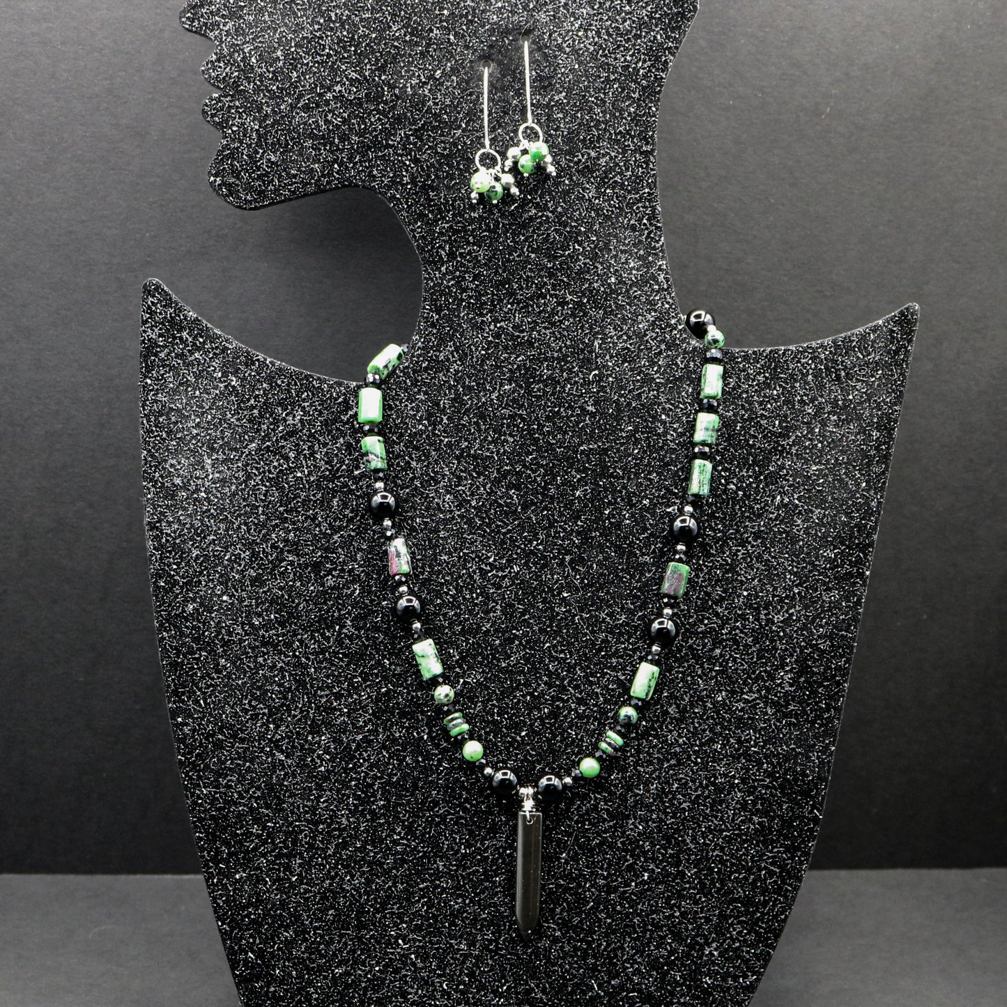 Black Onyx & Ruby in Zoisite with Dagger pendant