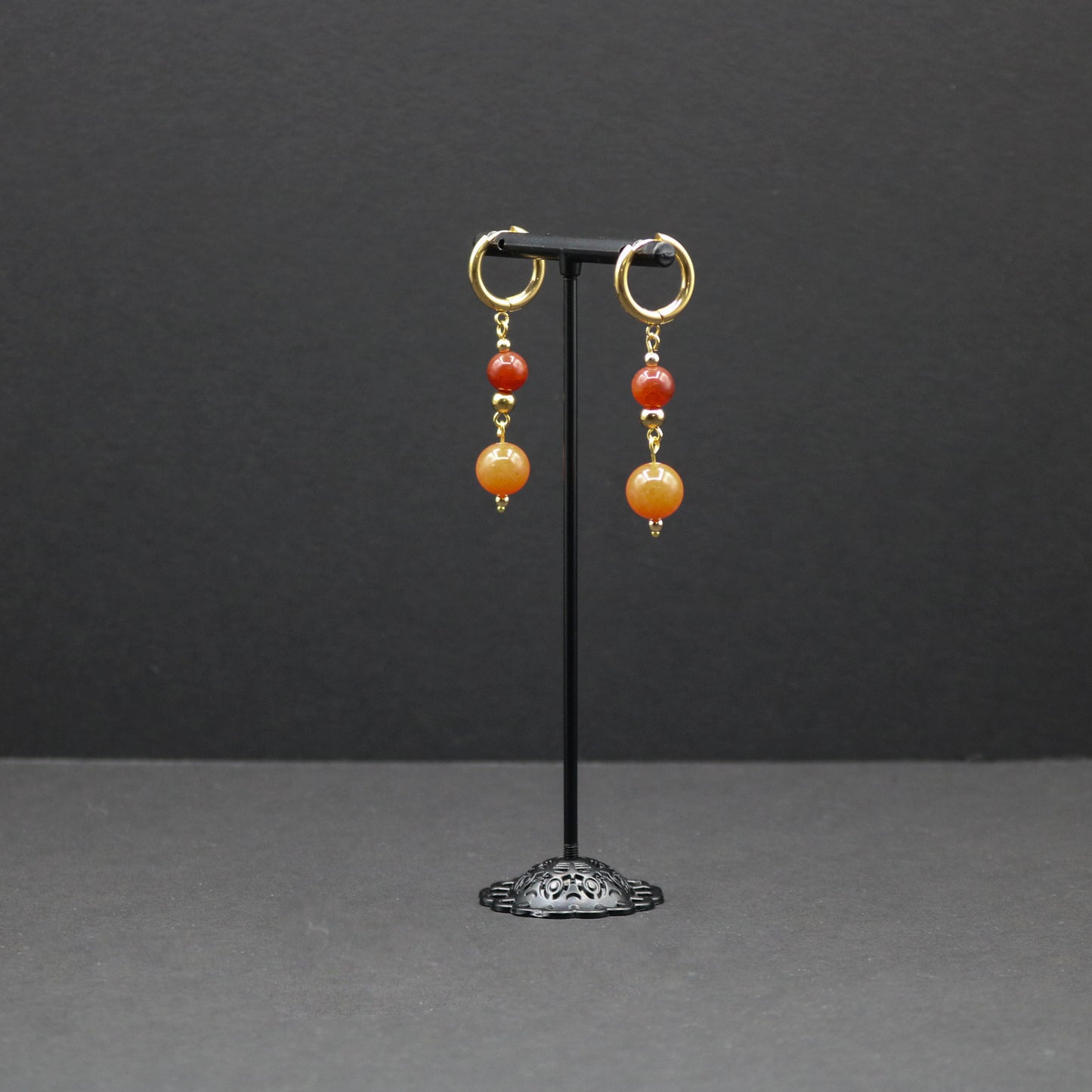 Carnelian Agate Huggie Earrings