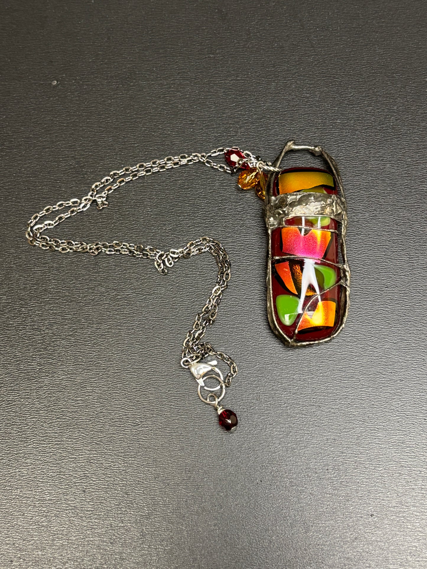 Soft Soldered Fused Glass Pendant on Chain