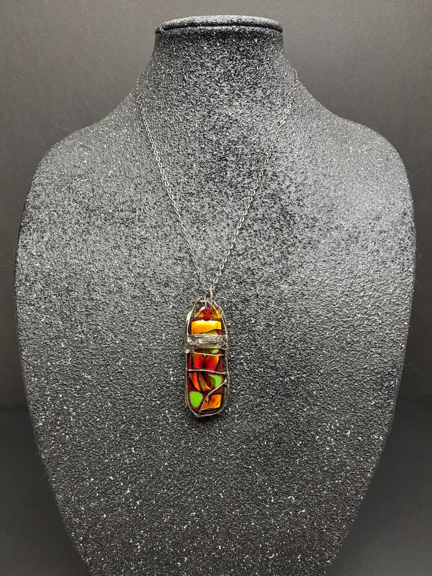 Soft Soldered Fused Glass Pendant on Chain