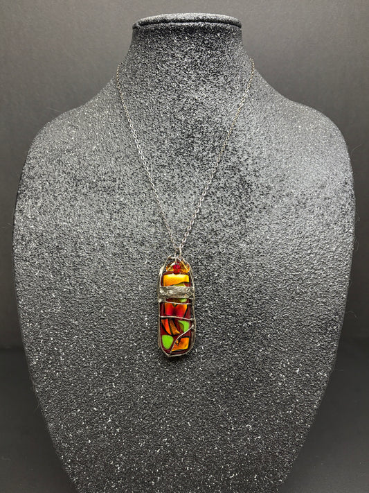 Soft Soldered Fused Glass Pendant on Chain