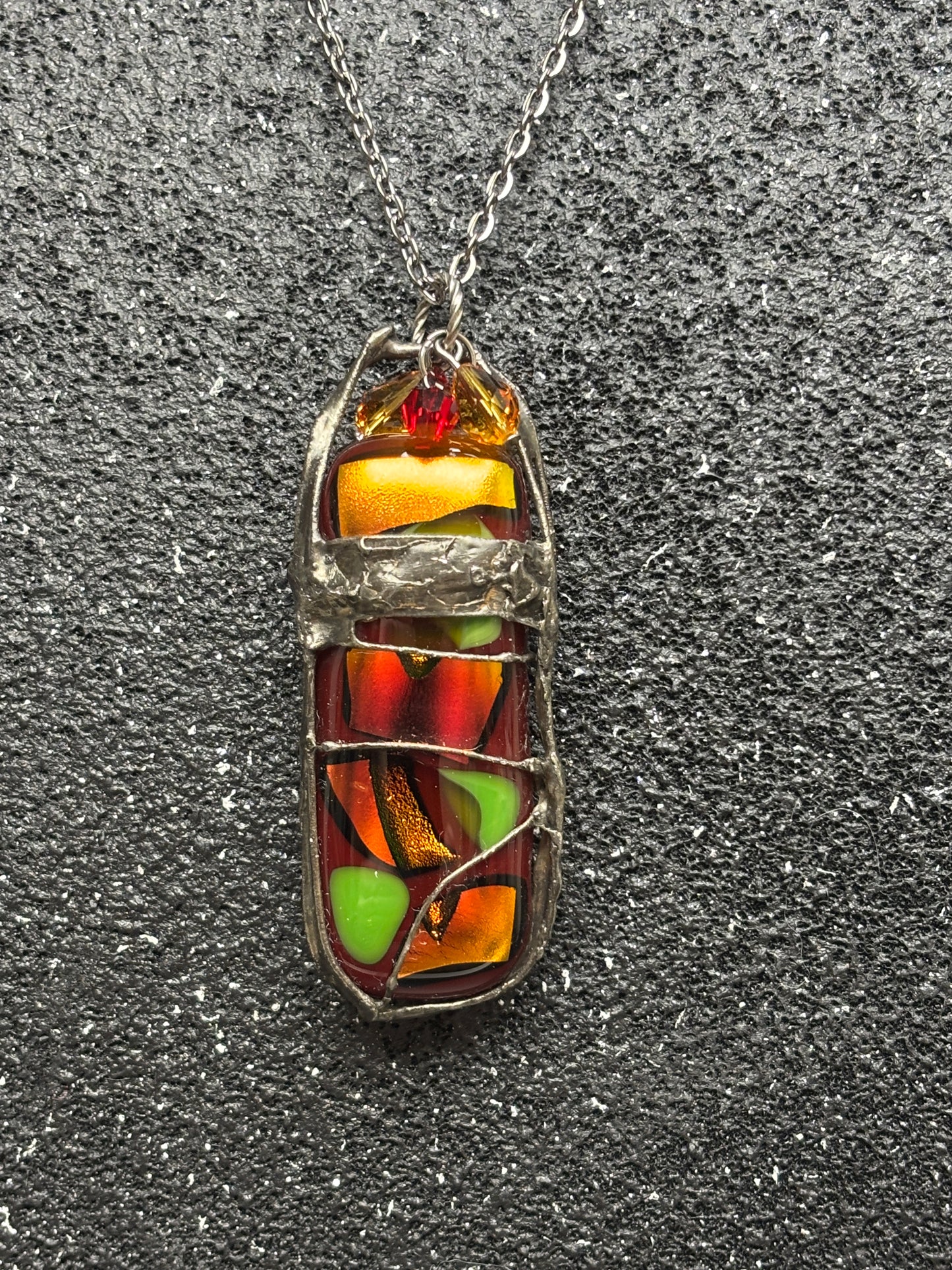 Soft Soldered Fused Glass Pendant on Chain