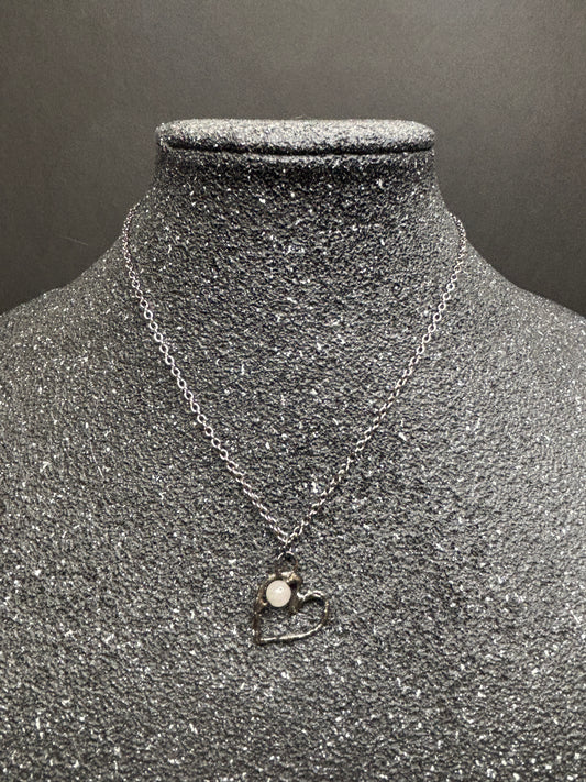 Soft Solder Heart Pendant with Rose Quartz on Chain