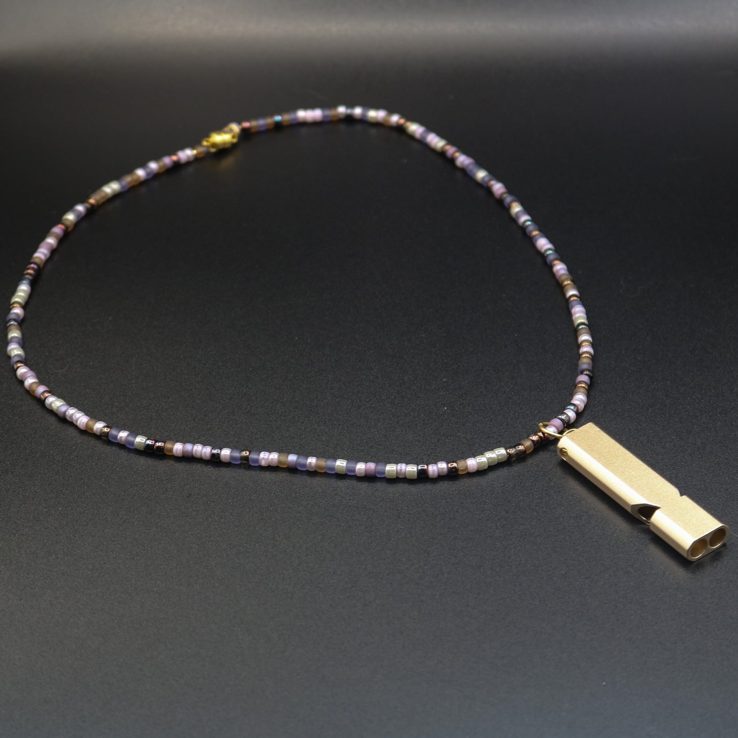 Whistle Necklace in Shades of Purple with Gold Matte Whistle