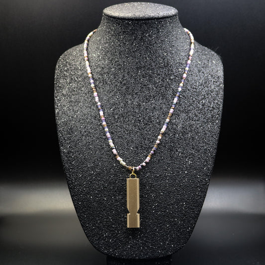 Whistle Necklace in Shades of Purple with Gold Matte Whistle