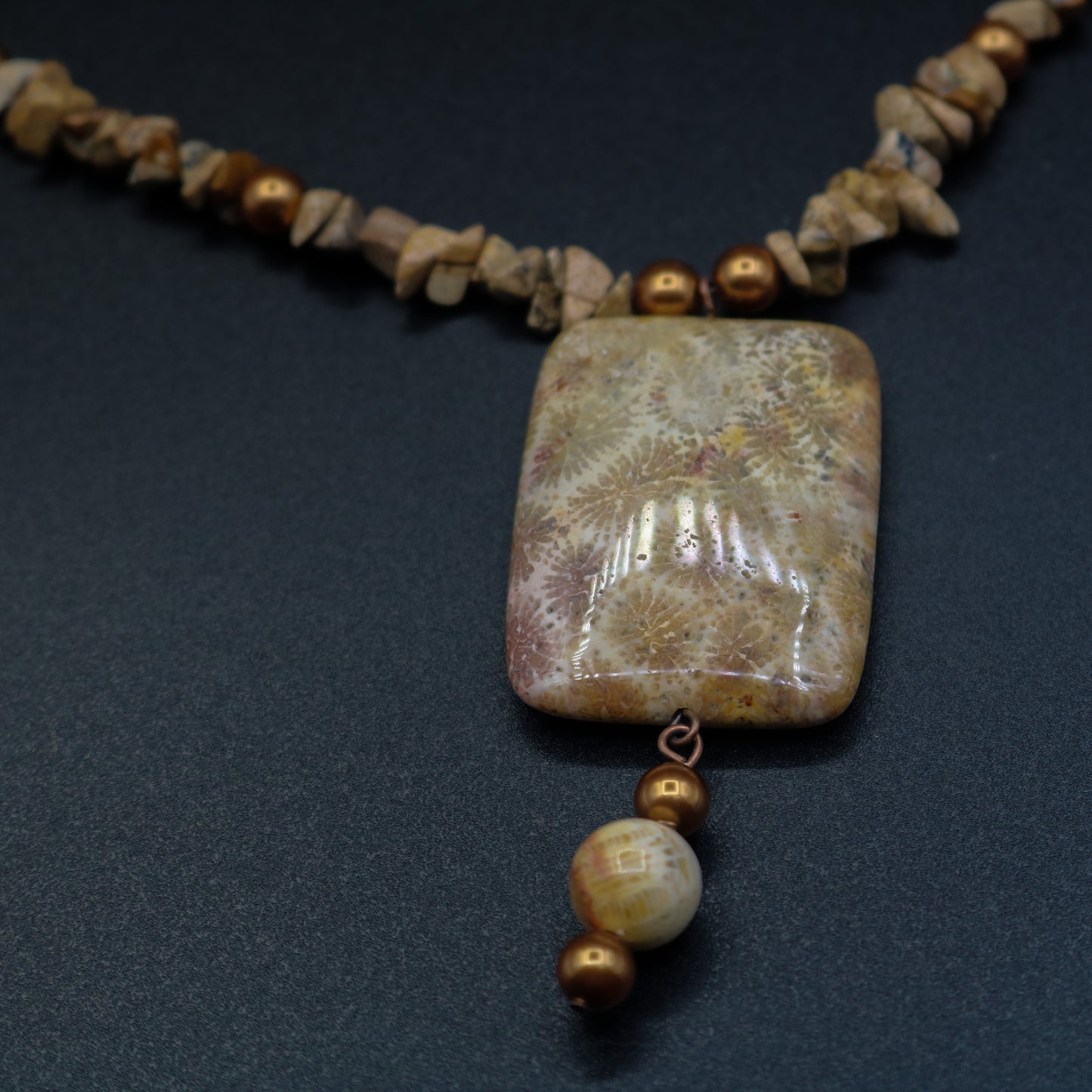 Fossil Jasper and Fresh Water Pearl Necklace