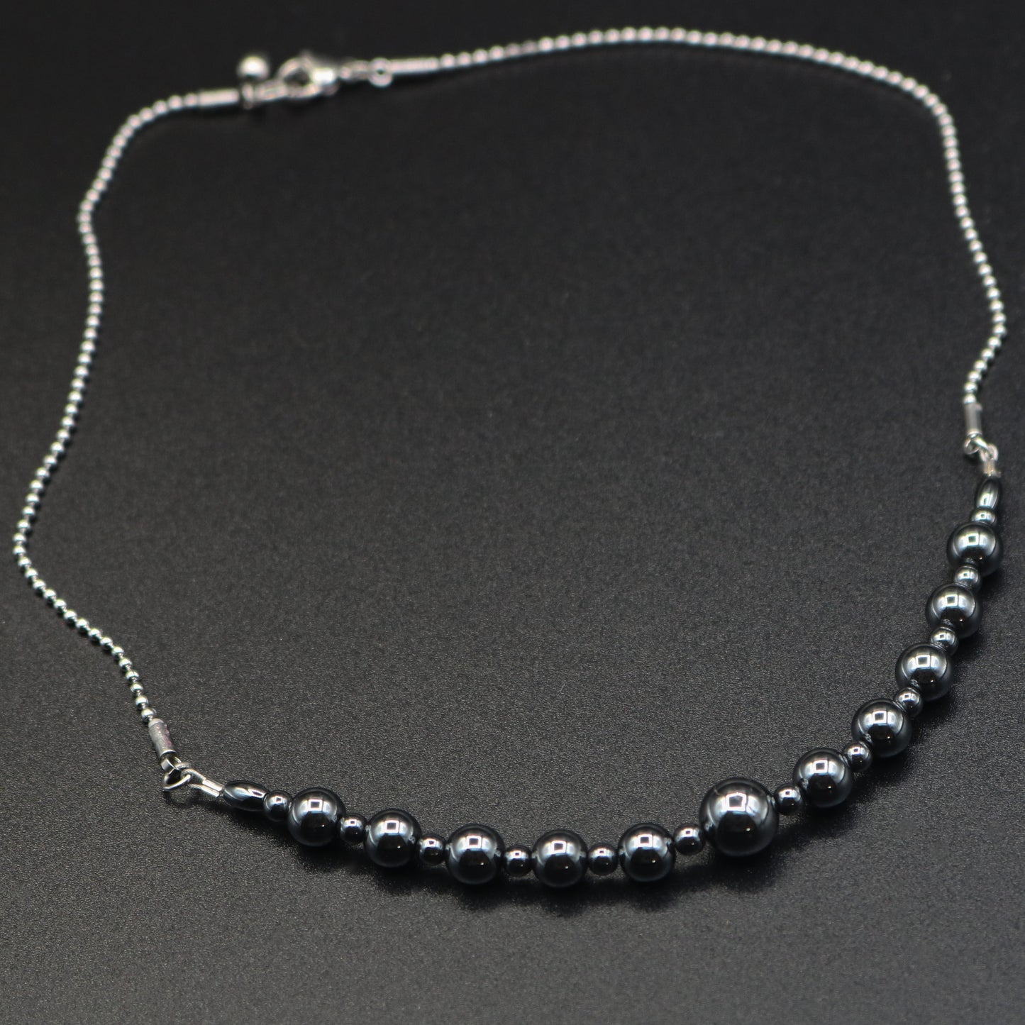 Hematite & Ball Chain Choker Style Necklace