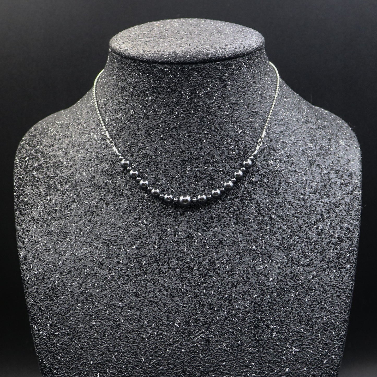 Hematite & Ball Chain Choker Style Necklace