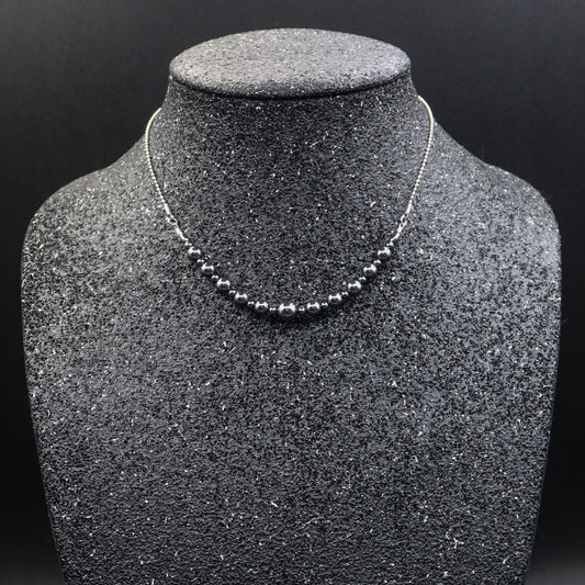 Hematite & Ball Chain Choker Style Necklace