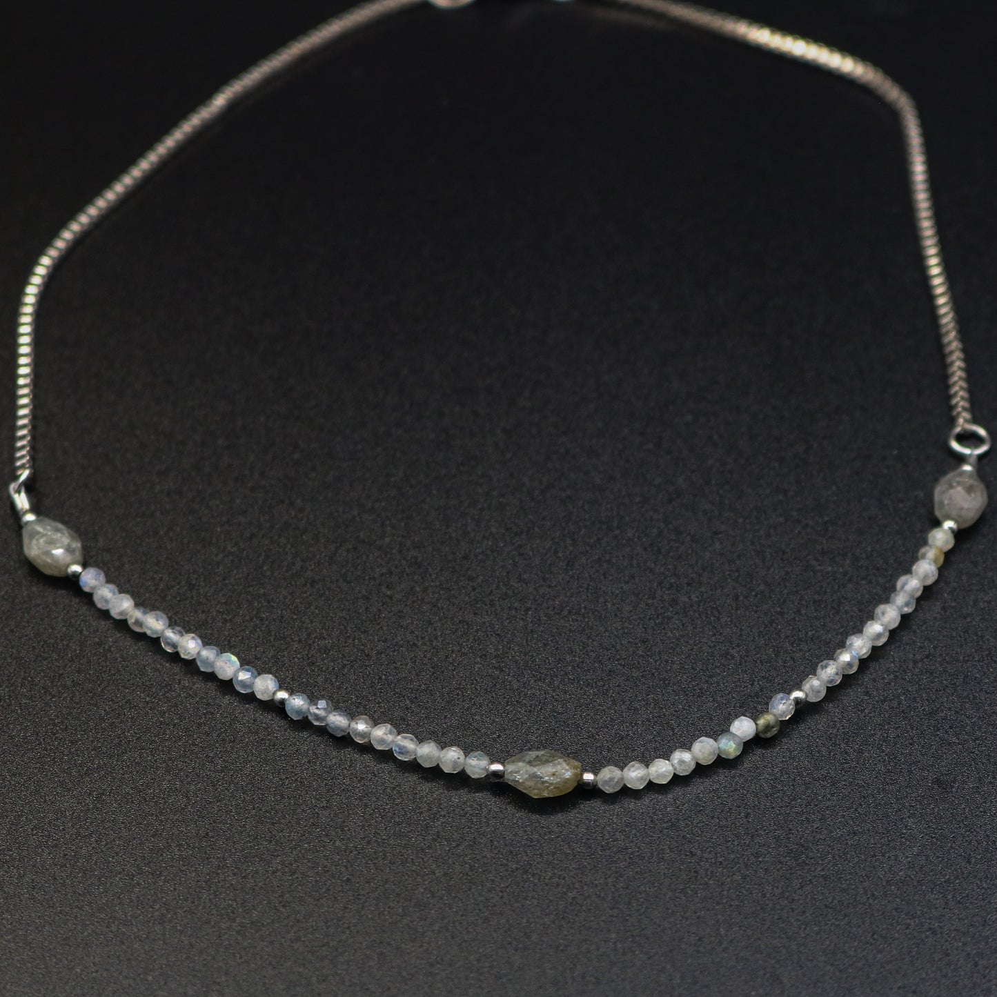 Labradorite & Box Chain Choker Style Necklace