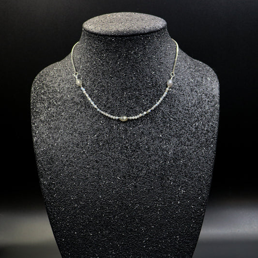 Labradorite & Box Chain Choker Style Necklace