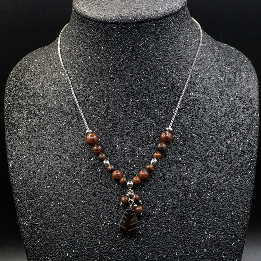 Mahogany Obsidian & Box Chain Necklace