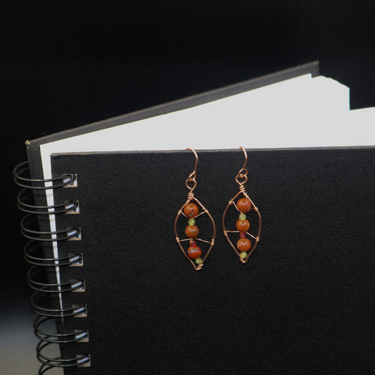 Copper Leaf Earrings - Copper & Brecciated Jasper