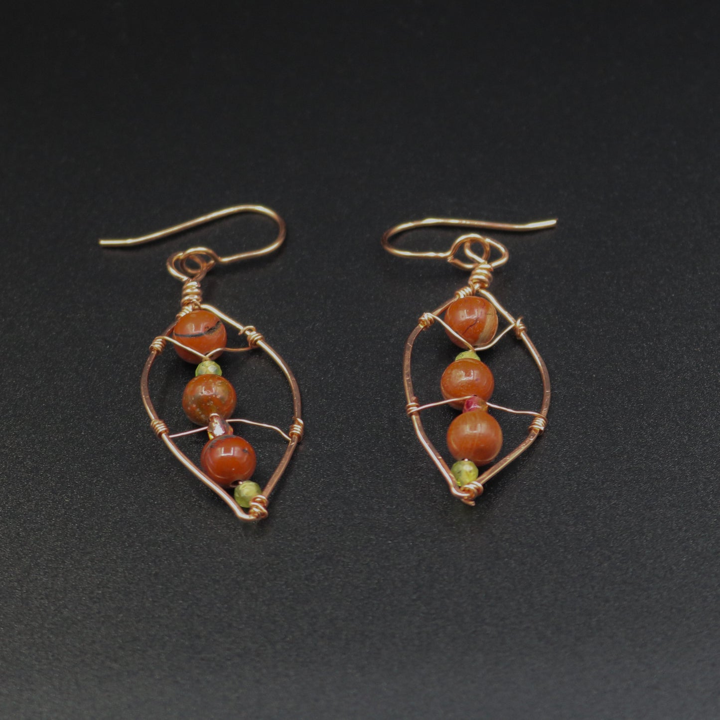 Copper Leaf Earrings - Copper & Brecciated Jasper