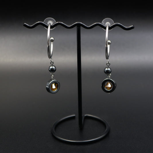 Hematite & Swarovski Crystal Stud Hoop Earrings