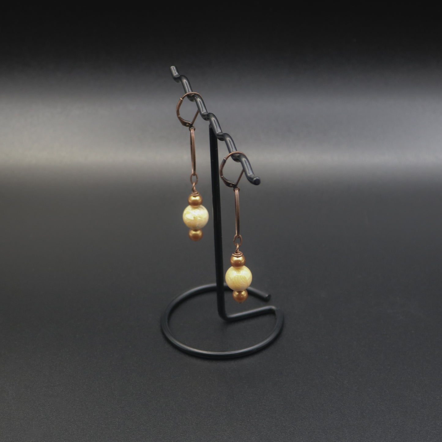 Fossil Jasper Oval Link Earrings