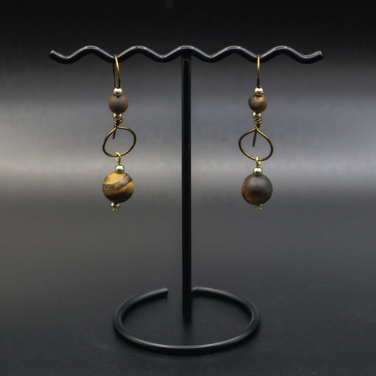 Matte Tigers Eye on Custom Ear Wire