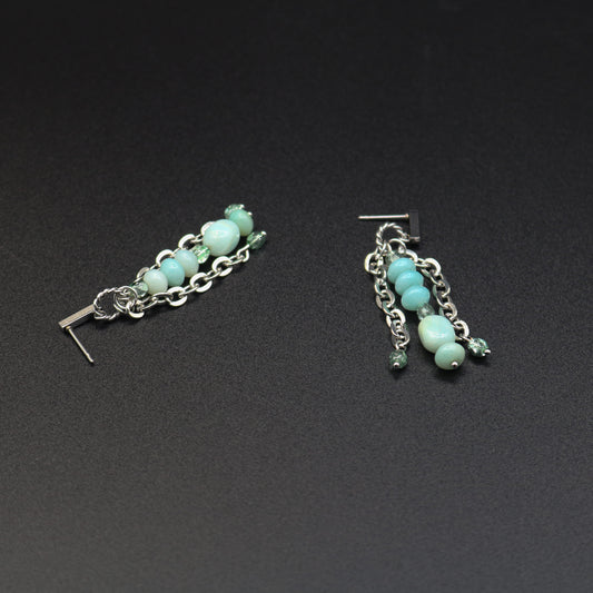 Amazonite & Mirror Chain Dangle Earrings