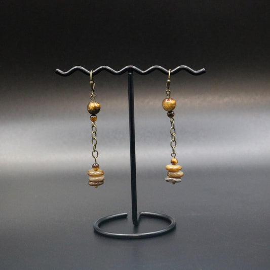 Tigers Eye & Chain Dangle Earrings