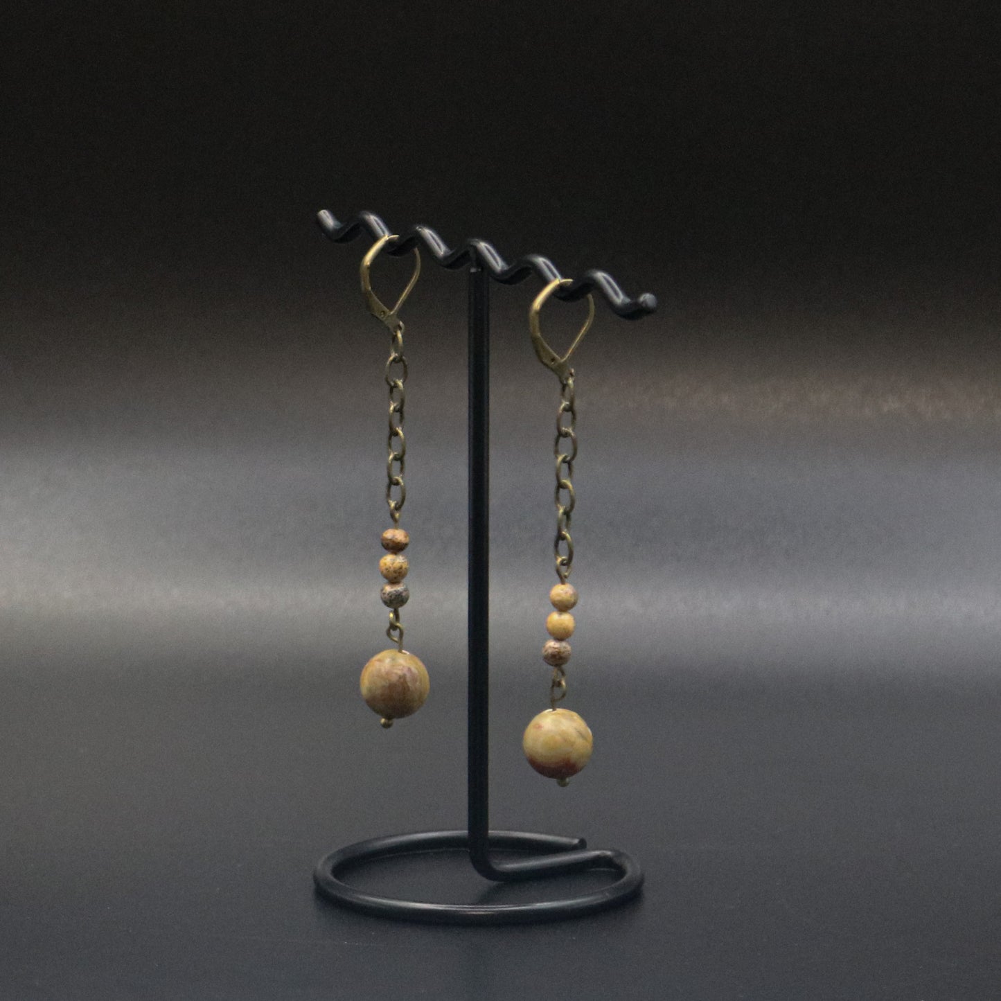 Mookaite & Jasper Ball & Chain Dangle Earrings