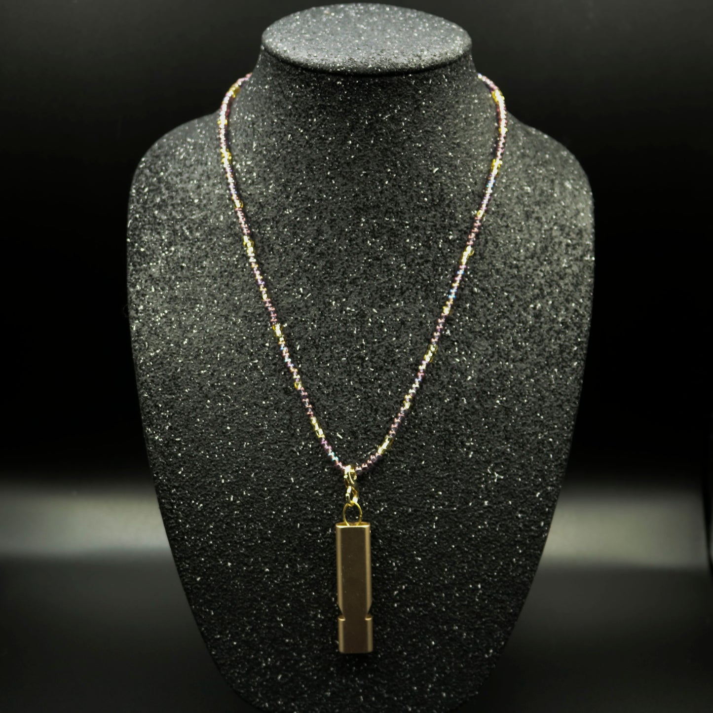 Whistle Necklace in Purple & Gold with Gold Matte Whistle