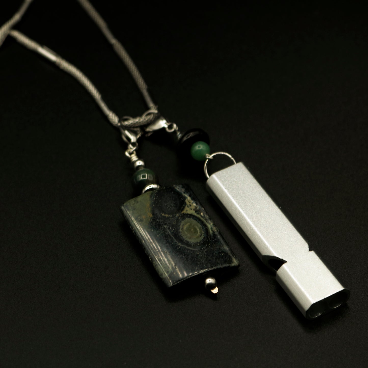 Whistle+ Necklace in Stainless Steel Chain with Matte Silver Whistle