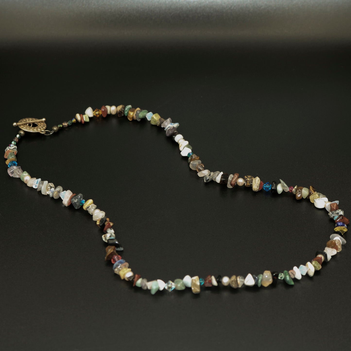 Mixed Gemstone Chips & Swarovski Crystal Necklace