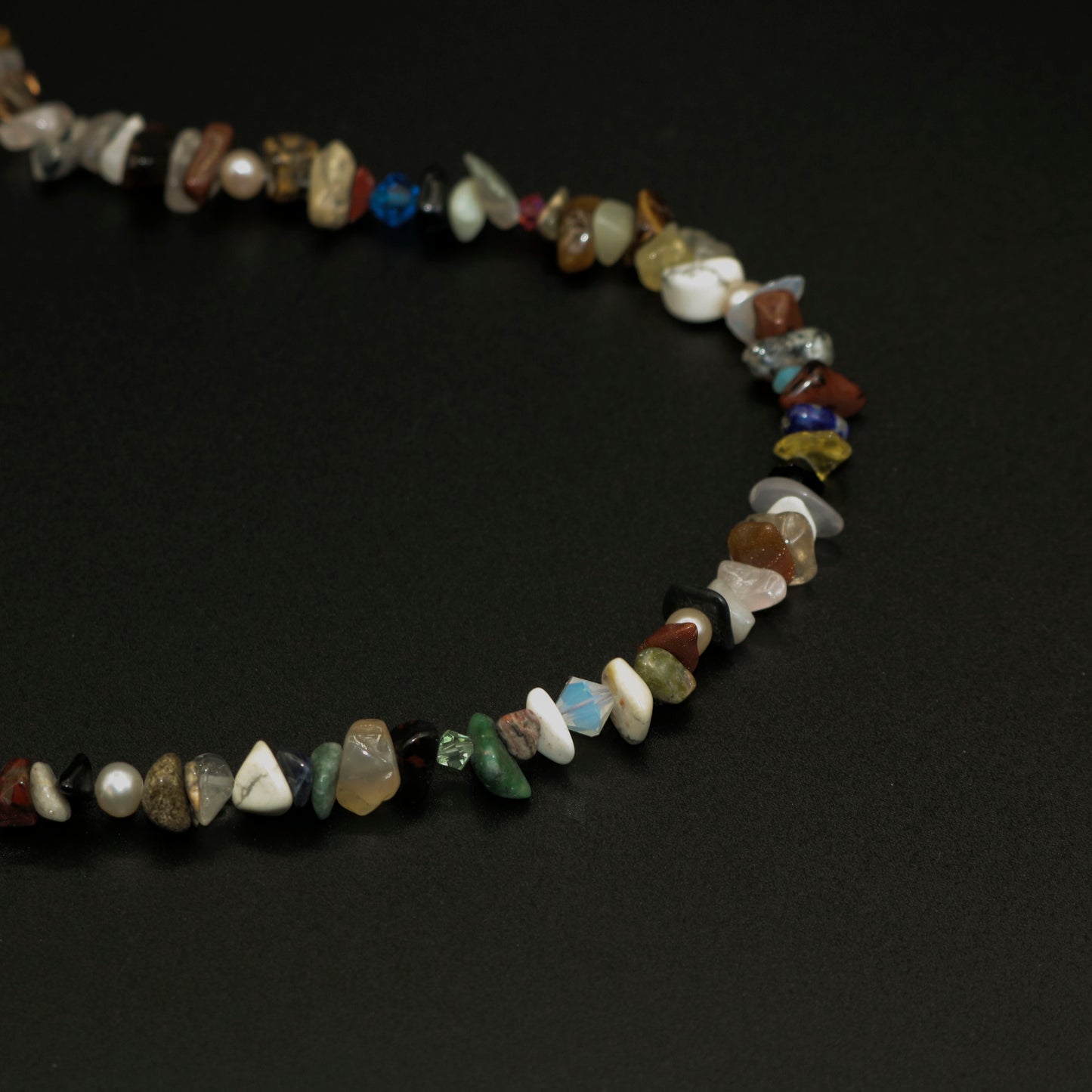 Mixed Gemstone Chips & Swarovski Crystal Necklace