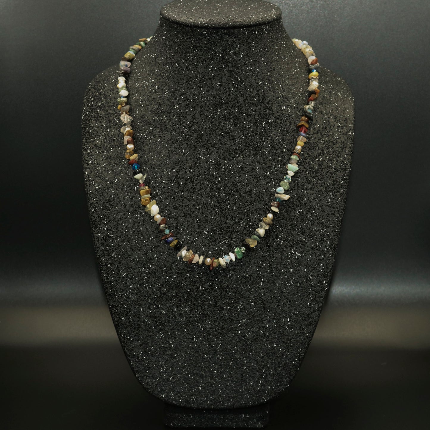 Mixed Gemstone Chips & Swarovski Crystal Necklace