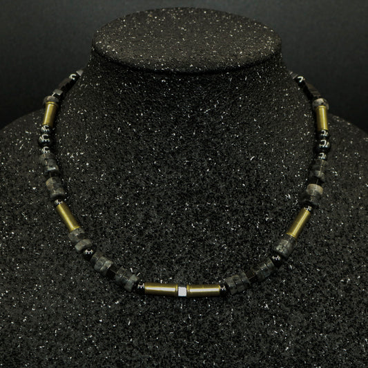 Hi-Caliber Brass, Labradorite & Hematite Necklace