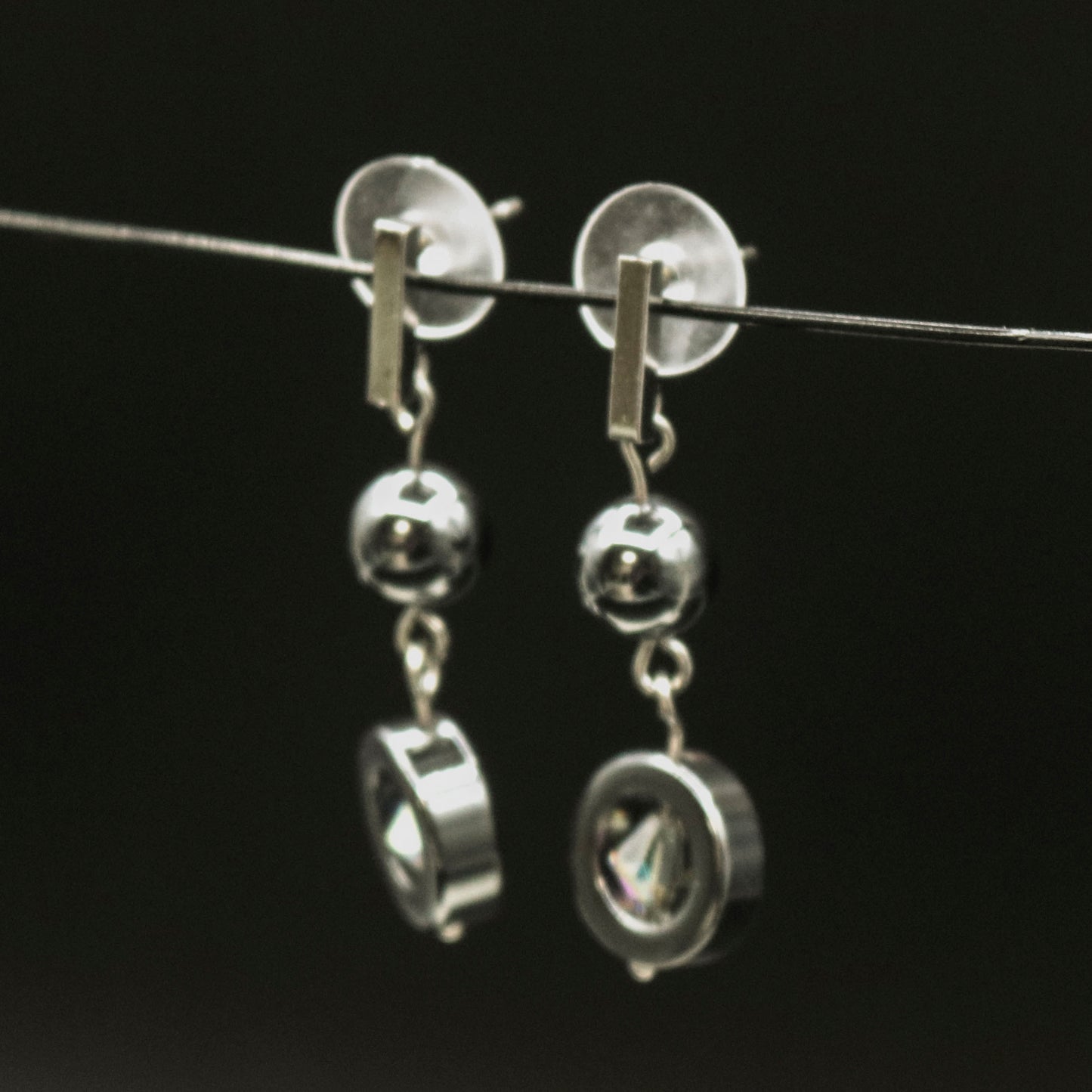 Hematite & Crystal Dangle Earrings