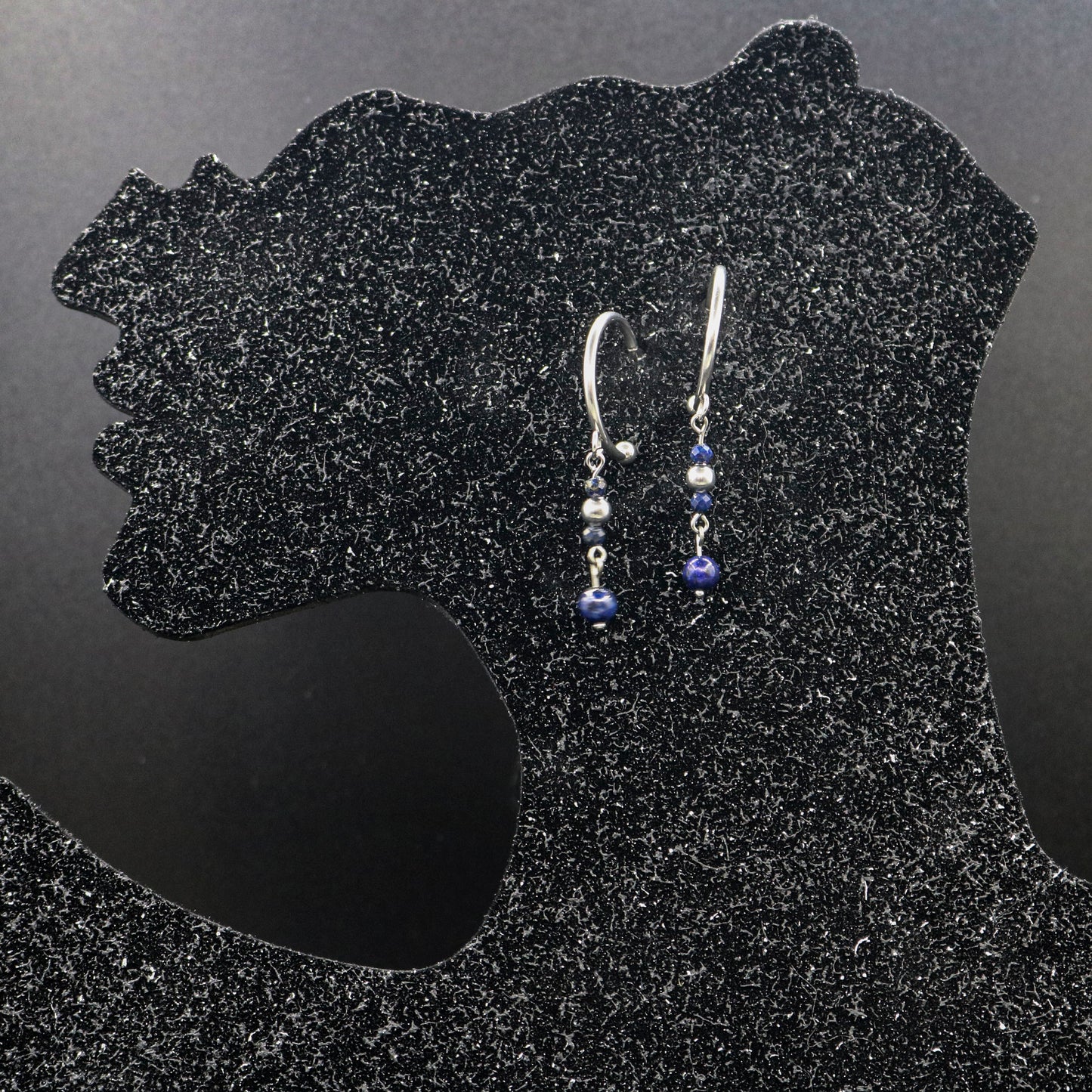 Lapis Lazuli Stainless Steel Hoop Earrings with Dangle