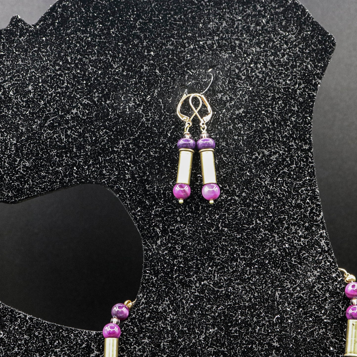 Hi-Caliber Brass Purple Shell Earrings